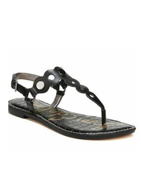 Sam Edelman Gilly Black Leather T-Strap Studded Strappy Sandal Ankle Buckle, 8.5